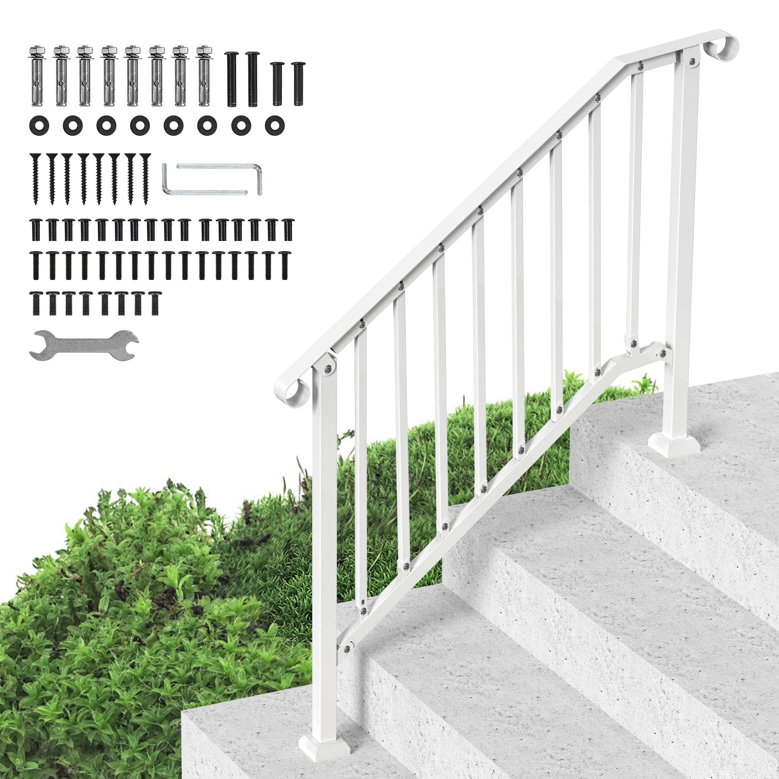 Handrails For Outdoor Steps White Arch Design For Elderly Safety_voghion.com